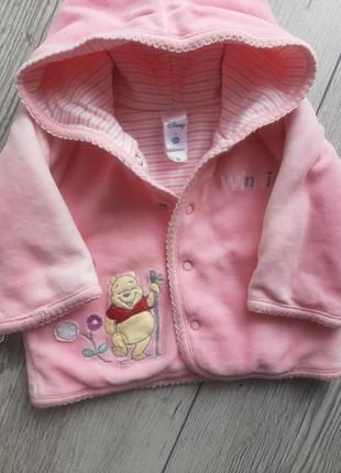 Плюшевая кофта велюровая утепленная  куртка с капюшоном дисней на новорожденную2 фото