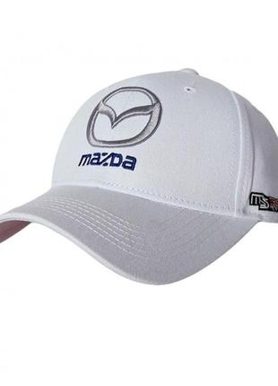 Бейсболка бренда sport line белого цвета с лого mazda. артикул: 45-0396