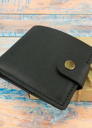Портмоне мужское кожаное  на кнопке handycover hc0028 черное