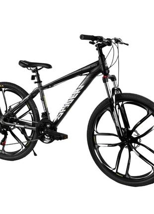Велосипед спортивний corso spider 26 дюймів з дисковими гальмами рама 15" чорний з білим