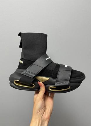 Кросівки жіночі balmain b-bold sneakers black gold/ кроссовки женские балмайн4 фото