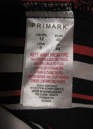 Шифоновая легкая майка блузка туника primark 12 uk/40 eur/8us км 1157 полосатая черная белая красная10 фото