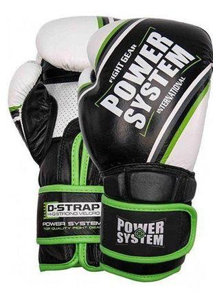 Перчатки для бокса power system 5006 contender, black/green line 12 унций