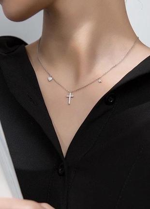 Крутая цепочка с крестикои, серебро 925