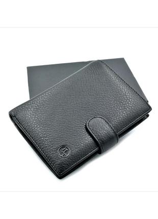 Чоловічий шкіряний гаманець weatro 14 х 10,5 х 3 см чорний wtro-168-55