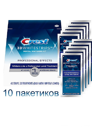 Відбілюючі смужки crest 1/2 курсу professional effects 10 упаковок, 20 смужок