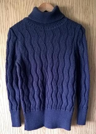 Свитер -20 шерстяной шерсть косами зимний теплый тёплый вязаный горлом джемпер длинный