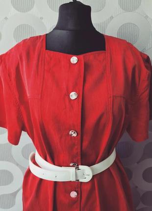 Прекрасна яскрава червона вінтажна шовкова сукня плаття ретро вінтаж натуральний шовк5 фото