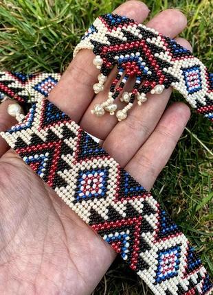 Колье чокер браслет бисер этника узор вышивка