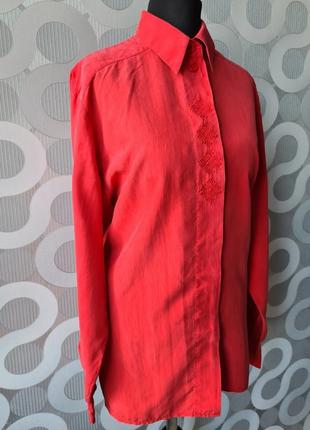 Класна крута яскрава червона вінтажна шовкова блузка блуза ретро вінтаж натуральний шовк3 фото