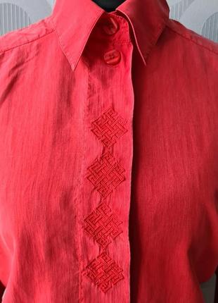 Класна крута яскрава червона вінтажна шовкова блузка блуза ретро вінтаж натуральний шовк5 фото