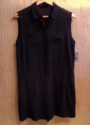 Новый комбинезон zara платье ромпер рубашка черное черный короткий минимализм хипстерский5 фото