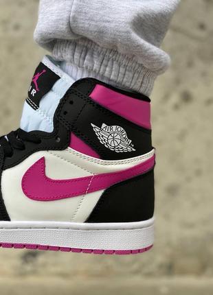 Nike air jordan 1 magenta white black pink женские кроссовки найк аир джордан5 фото