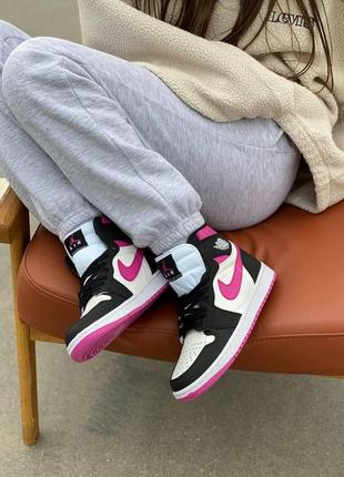 Nike air jordan 1 magenta white black pink женские кроссовки найк аир джордан3 фото