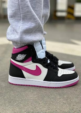 Nike air jordan 1 magenta white black pink женские кроссовки найк аир джордан6 фото