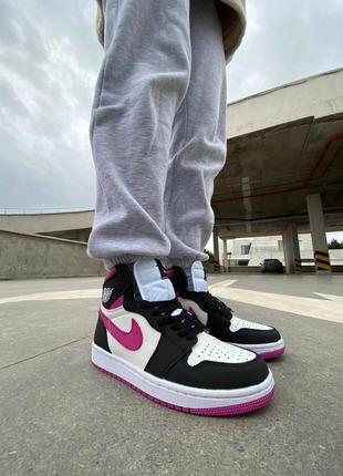 Nike air jordan 1 magenta white black pink женские кроссовки найк аир джордан8 фото