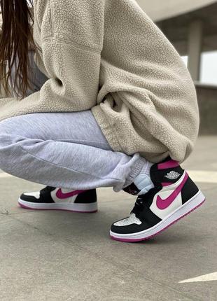 Nike air jordan 1 magenta white black pink женские кроссовки найк аир джордан7 фото