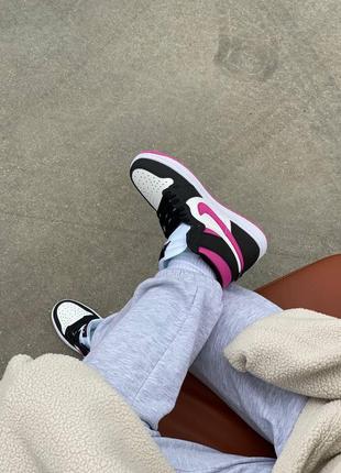 Nike air jordan 1 magenta white black pink женские кроссовки найк аир джордан4 фото
