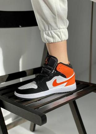 Мужские кроссовки nike air jordan 1 retro mid black orange white/  найк аир джордан6 фото