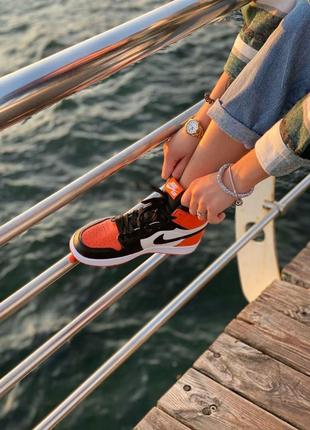 Nike air jordan 1 retro high black orange white женские кроссовки найк аир джордан8 фото