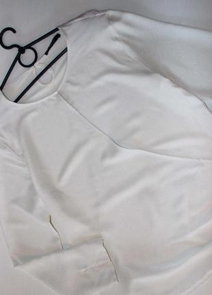 Блуза рубашка с длинным рукавом молочная как с запахом / комби материала, l4 фото
