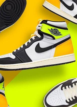 Nike air jordan 1 high og volt leopard жіночі кросівки найк аїр джордан