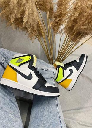 Чоловічі кросівки nike air jordan 1 high og volt gold / найк аїр джордан