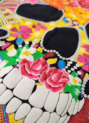 Потрясающая американская футболка yazbek с красочным черепом в мексиканском стиле племя майя5 фото