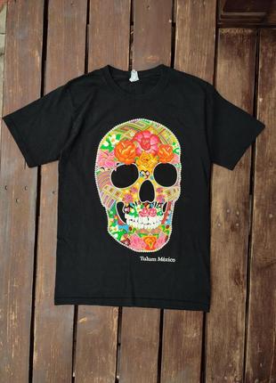 Потрясающая американская футболка yazbek с красочным черепом в мексиканском стиле племя майя2 фото