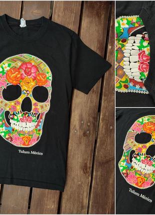 Потрясающая американская футболка yazbek с красочным черепом в мексиканском стиле племя майя9 фото
