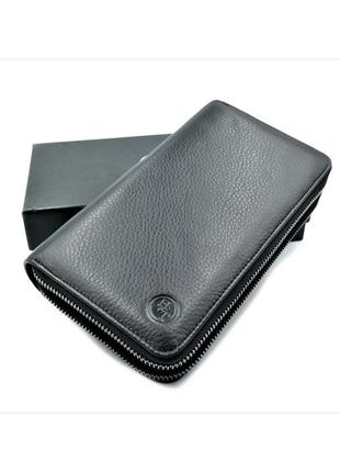 Чоловічий шкіряний клатч-гаманець weatro 20,5 х 12 х 4,5 см чорний wtro-213f
