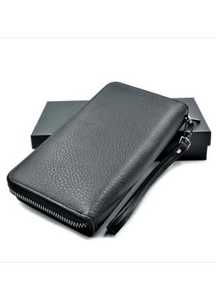 Чоловічий шкіряний клатч-гаманець weatro 20 х 10,5 х 3 см чорний wtro-к211