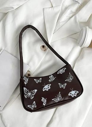 Сумочка багет з принтом метелики