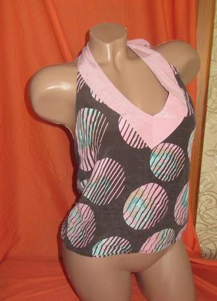 Майка с открытой спиной шёлк с принтом круги