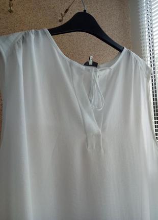 Полупрозрачная  белая блуза next классического кроя2 фото