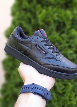 Крутейшие мужские кроссовки reebok club чёрные6 фото