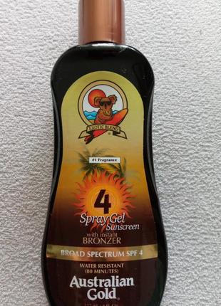 Australian gold spray gel with instant bronzer, spf 4,солнцезащитный спрей-гель2 фото