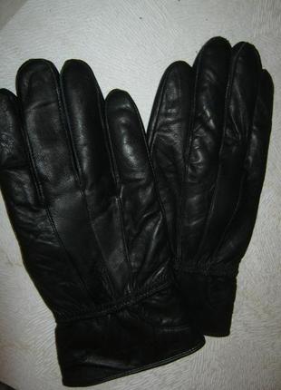 Нові фірмові чорні шкіряні чоловічі перчатки теплі зимові шкіра кожа кожаные3 фото