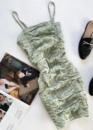 Натуральне актуальне плаття сарафан прошва ніжно фісташкого кольору pink vanilla