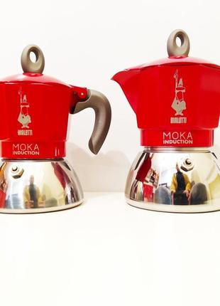 Кавоварка гейзерна bialetti new moka induction red (червона) на 2 чашки (90 мл.)2 фото