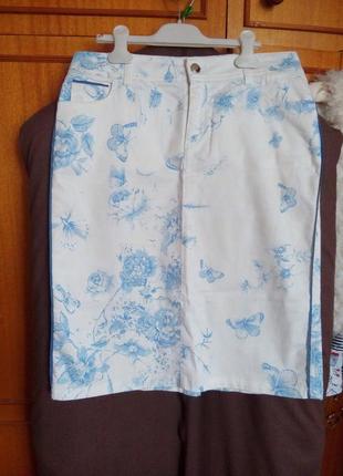Жіноча спідниця, квітковий принт. італія aqua jeans р.442 фото