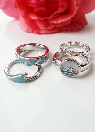 Набор колец 4 шт кольцо  с эмалью 17 размер