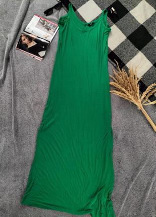 Довге максі плаття зелене з розрізом3 фото