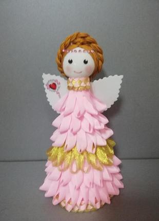 Інтер'єрна лялька ангел рожевий, ручна робота ангел своїми