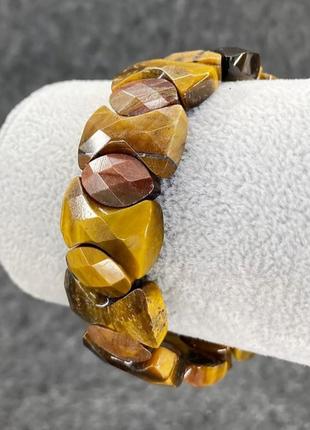 Браслет тигрове око на гумці d-20 мм l-18 см