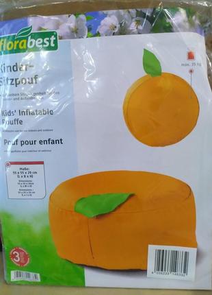 Спец ціна! якісний дитячий надувний пуф апельсин/полуниця florabest німеччина3 фото