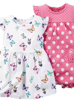 Комплект carters 9 міс плаття на дівчинку і пісочник ромпер