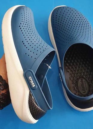 Крокс лайтрайд клог голубі з чорним crocs literide clog vivid blue/almost white7 фото