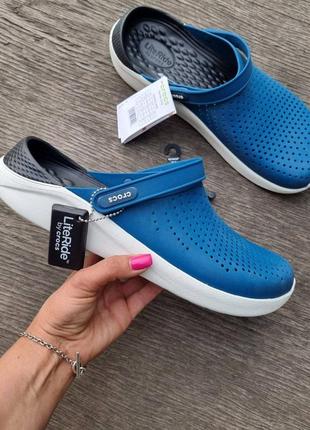 Крокс лайтрайд клог голубі з чорним crocs literide clog vivid blue/almost white8 фото