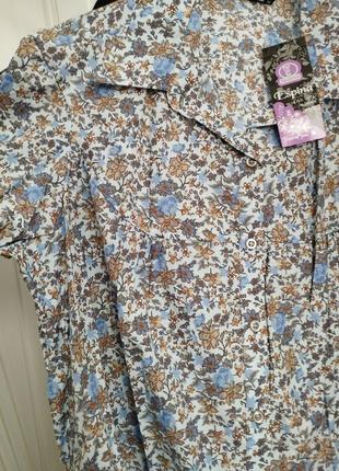 Блуза женская в цветочный принт рубашка туника большого размера5 фото